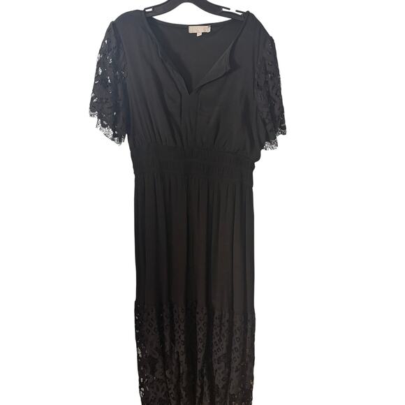 J. Gee Dresses & Skirts - J Gee Lace Maxi Dress XL Smocked Waist Whimsigoth Boho Dark Romantic Gothic